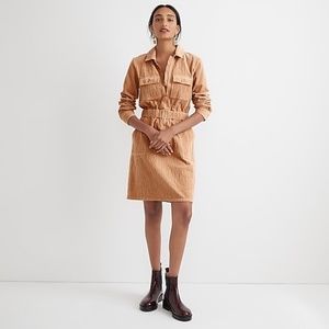 NWT J. Crew Zip-front cinched dress in corduroy